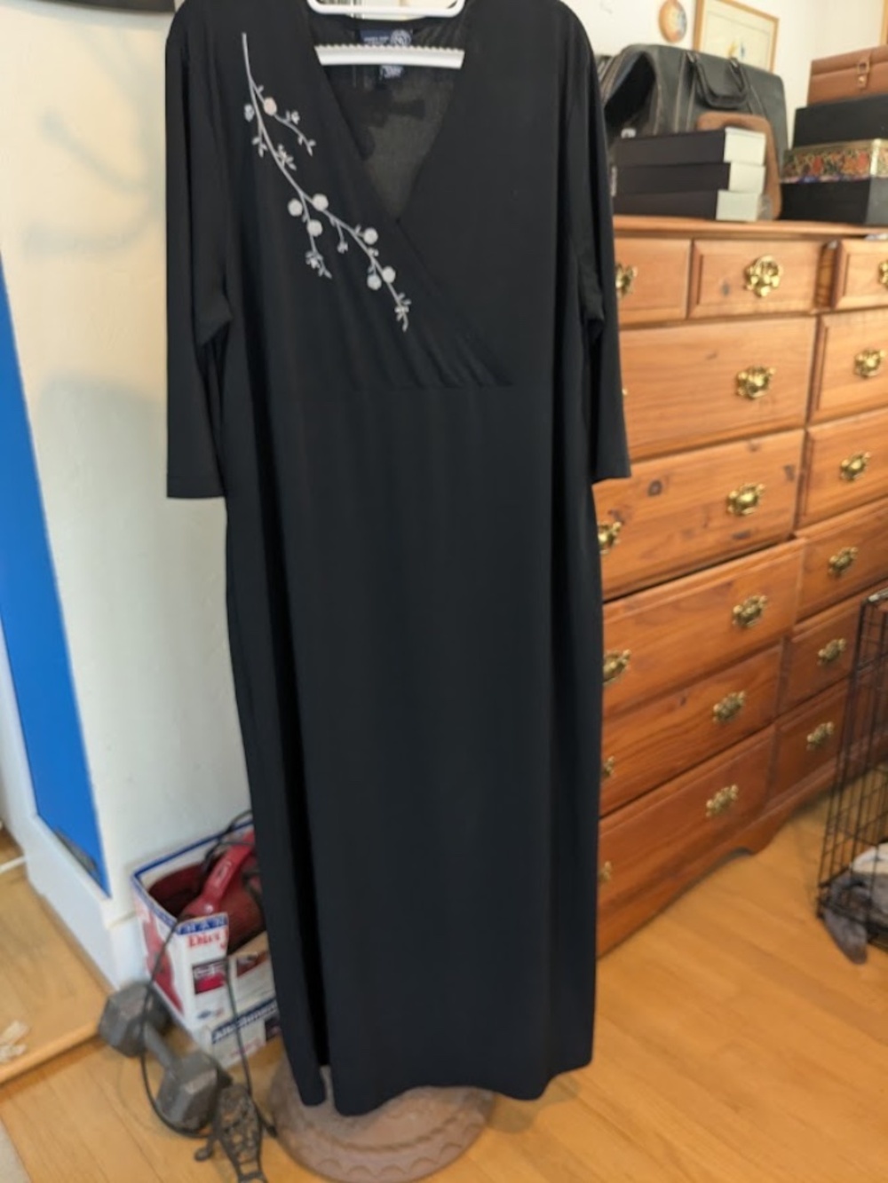 Vintage Lane Bryant Dress, Silver Embroidery, Women's 18/20